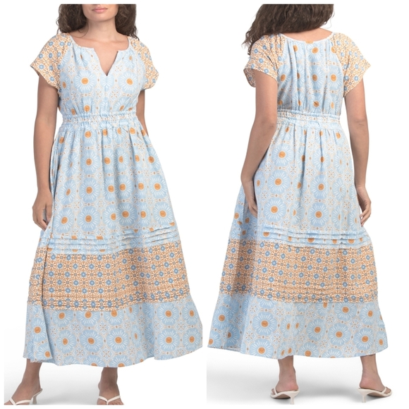 🔹️Rachel Zoe🔹️ Light Blue and Orange Floral Maxi Dress Size Xs + S - Picture 1 of 3